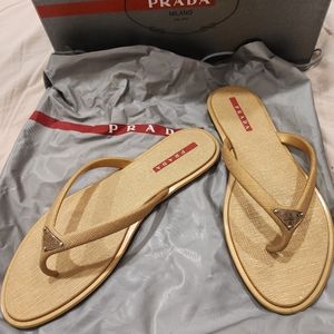 Prada sandal beige color like new excellent condition.